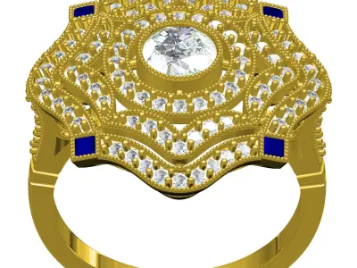 Antique Floral Design Art Deco Engagement Ring 3D print model