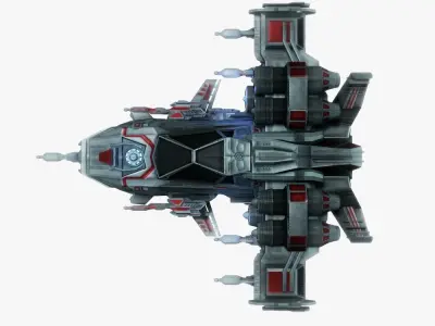 Spaceship fighter 2 game ready Low-poly 3D model