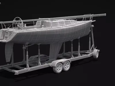 Sailboat and Trailer 3D model