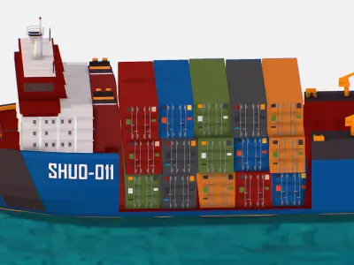 Heavy Lift Vessel Big Boat Low-poly 3D model