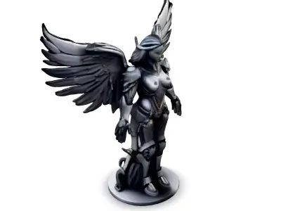Silver Valkyrie Scifi Angel Warrior Low-poly 3D model