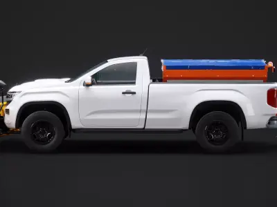 Snow Plow Pickup Truck Winter Utility Vehicle with Spreader  3D model