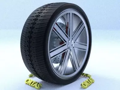 ORTAS CAR RIM 28 GAME READY RIM TIRE AND DISC 3D model