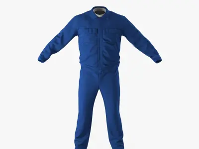 Boiler Suit Coverall with Safety Helmet 3D model