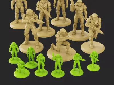 Sci-Fi Soldier Squad - Miniature Set for 3D Printing 3D print model purchase