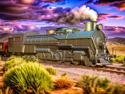 Santa Fe 3751 Steam Locomotive 3D print model