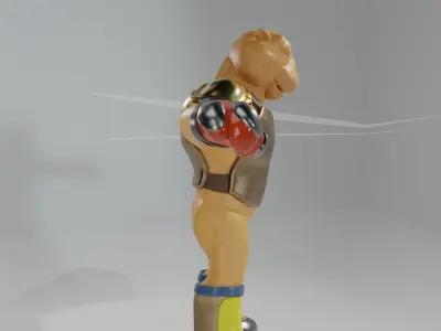 Tiger with Humanoid Body Rigged Low-poly 3D model