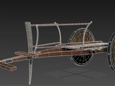 tumbrel 3 wooden wheeled cart 3D model
