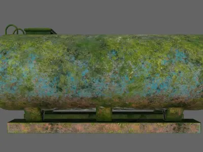 tanker 2 old tank with moss Low-poly 3D model