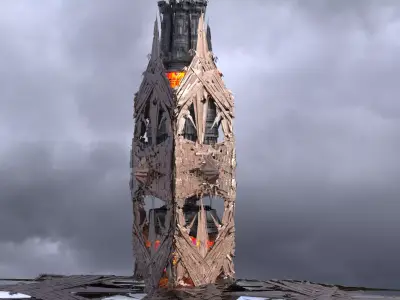 Grand Japanese Dragon zeppelin structure  3D model