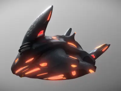 Spaceship Cat6 Low-poly 3D model