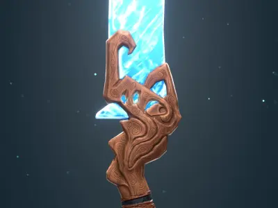 Stylized Ice Sword Low-poly 3D model
