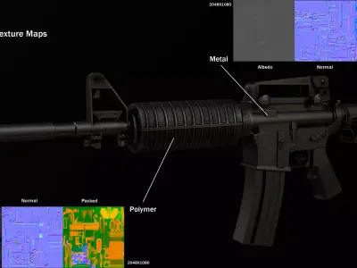M4A1 Assault Rifle Low-poly 3D model purchase