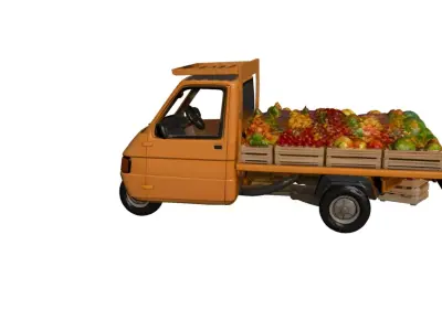 Fruit Delivery Truck 3D Model Market Pickup Cargo Vehicle 3D model