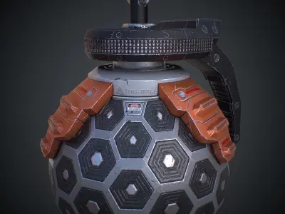 Spherical Scifi Grenade PBR Low-poly 3D model