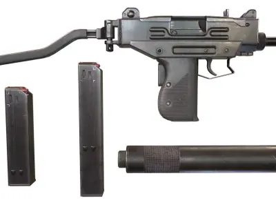 Micro Uzi Low-poly 3D model