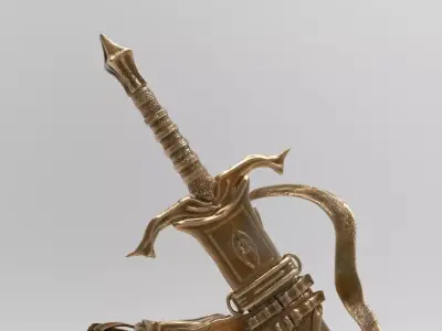 Epic fantasy twohanded sword 3D model