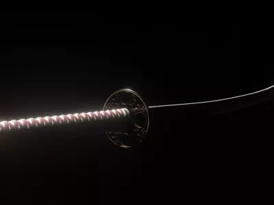 Katana samurai sword Low-poly 3D model 10