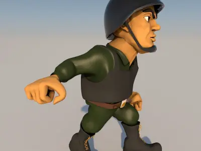 soldier cartoon wearing helmet 3D model