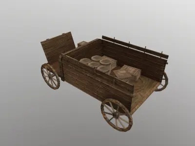 Medieval Cart 2 Low-poly 3D model