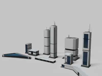 Sci-Fi Buildings Set 3D model