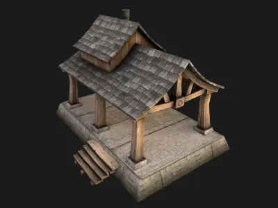 Medieval Storage Low-poly 3D model