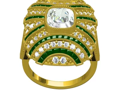 Antique Art Deco Vintage Bridal Ring 3D print model