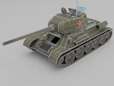 T34-85 Medium Tank  Low-poly 3D model