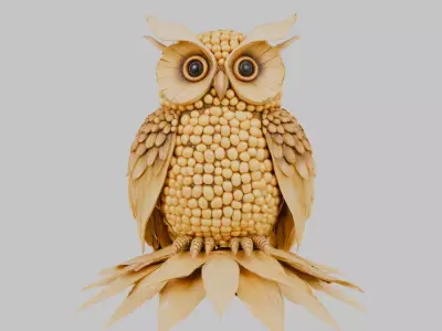 Corn Owl 3D Model Low-poly 3D model