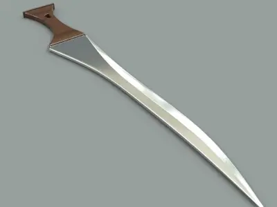 Knife sword with wooden handle Low-poly 3D model