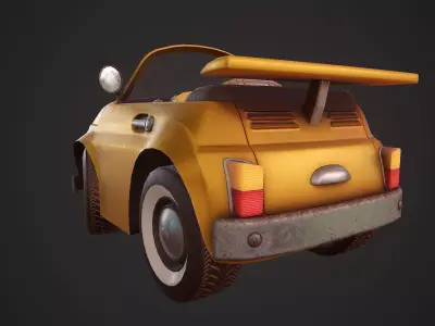 Fiat 500 cartoon stylized Low-poly 3D model