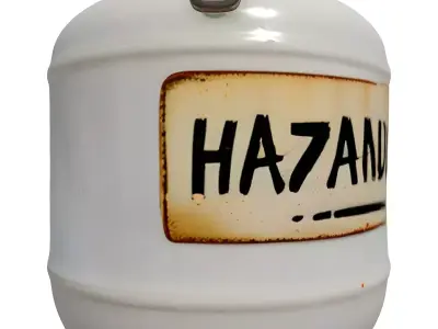 Vintage Industrial HAZANDUS Storage Canister Low-poly 3D model