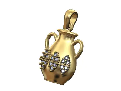 Diamond clusters urn pendant charm with bail 3D print model