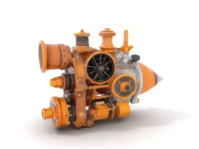 Steampunk Engine Model Pack for Fantasy Environments Low-poly 3D model