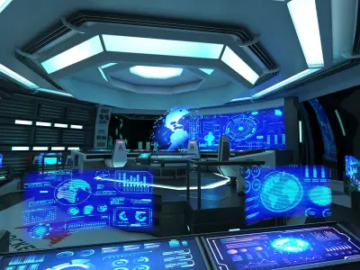  Futuristic Science Fiction Command Center 
