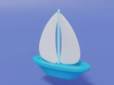 Cartoon Cute Sailboat Low-poly 3D model