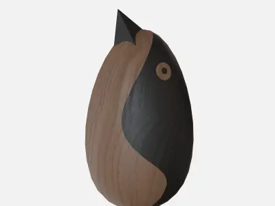 Wood round bird Low-poly 3D model
