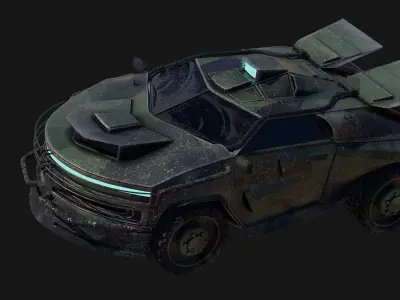 Sci fi CAR Military - Off road - Original Concept Humvee Rigged 3D model