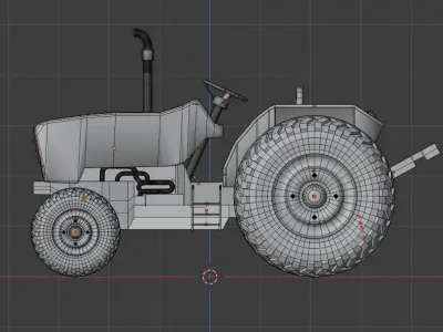 Dirty Farm Tractor Low-poly 3D model