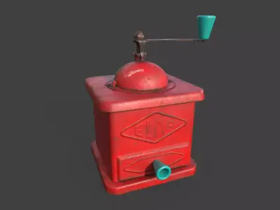 Vintage coffee grinder ruby red Low-poly 3D model