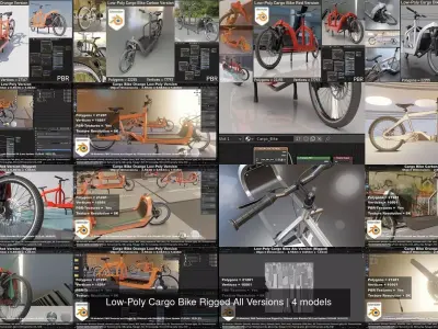 Low-Poly Cargo Bike Rigged All Versions 3D Model Pack
