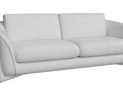 3 Seats Accent Beige Wood Sofa Low-poly 3D model