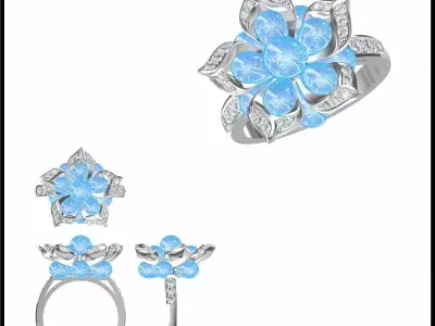 JCD Format Antique color stone rings cad ring design 3D print model