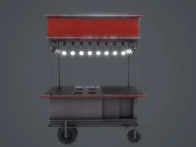 Red Food stand Low-poly 3D model