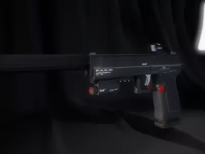 Pistol futuristic game ready Low-poly 3D model