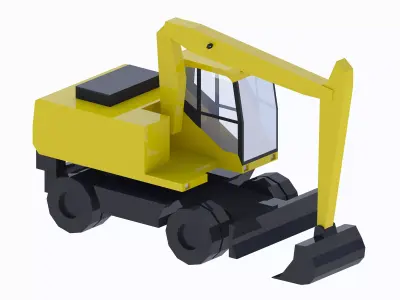 Excavator Construction Loader PW160-7 Simplified Low-poly 3D model