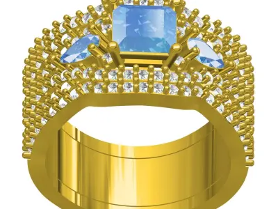 Antique Art Deco Style Bridal Ring Set 3D print model