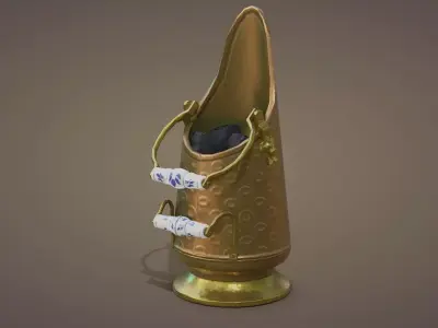 5 gallon copper coal bucket Low-poly 3D model