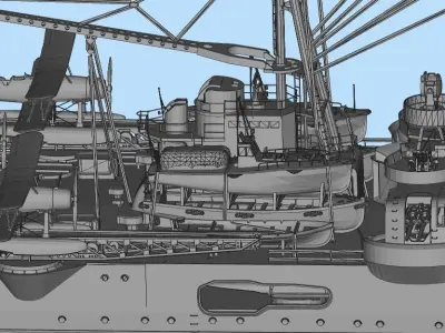 heavy cruiser Low-poly 3D model