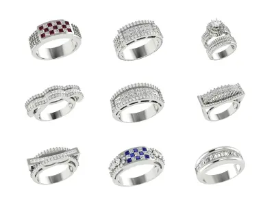 Twinz Multi Stones Rings Free 3D print model